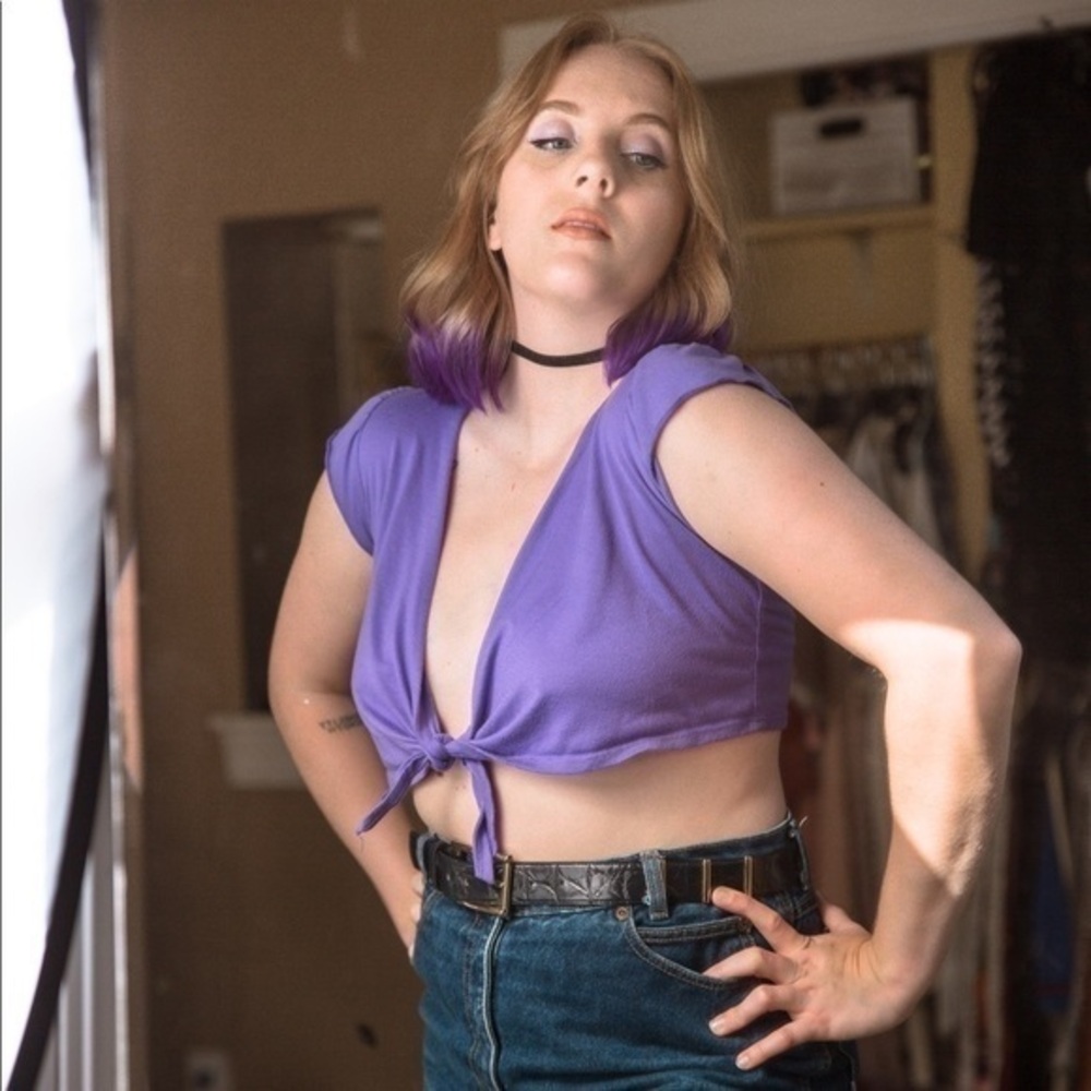 Beautees Purple Tie Crop